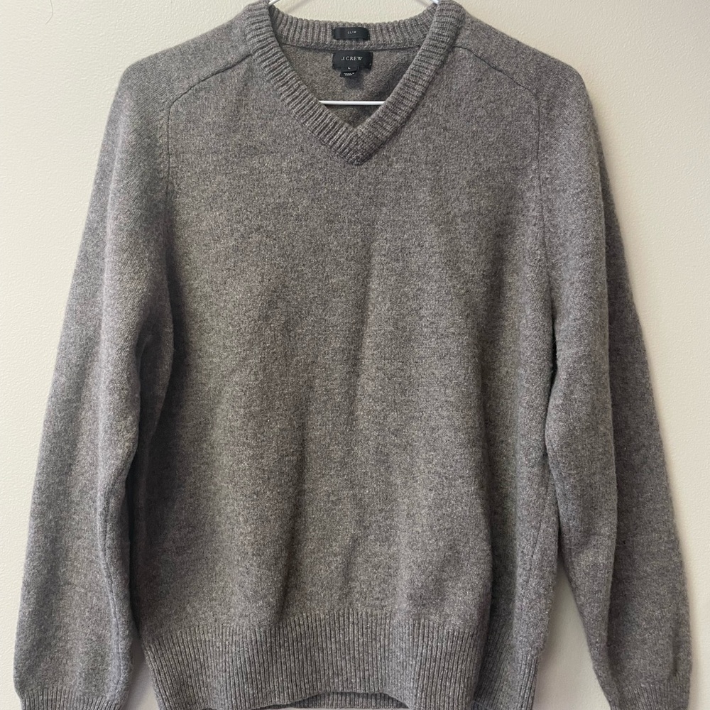 J. Crew Gray V-Neck Sweater Soft Wool-Blend